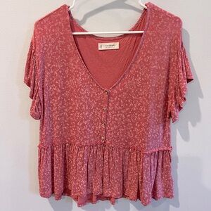 Lucky Brand Pink Floral Blouse